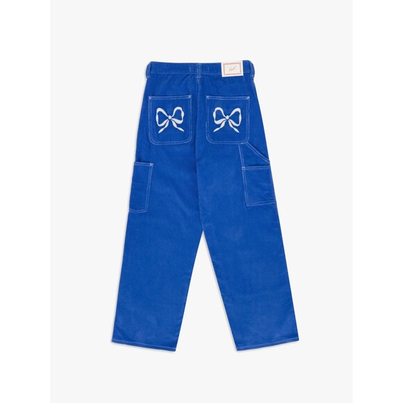 Lisa Says Gah women Dylan Corduroy Jean Pants sz 6 Cobalt Blue with Bows 28" ins - Picture 4 of 11